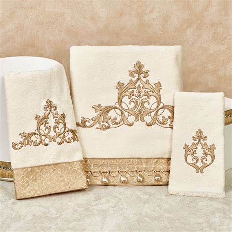 dior towel|luxury bathroom towels embellished borders.